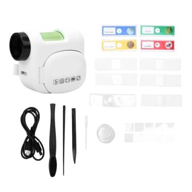 Imagem de Acouto Microscópio Portátil Infantil Com Tela Colorida Dobrável 100-1600X, Câmera de Alta Definição para Observação (Verde e Branco)