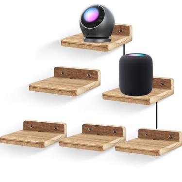 Imagem de FURAOMEILI Pequena prateleira flutuante para parede, prateleira de parede de madeira de 12 cm, conjunto de 6 minialto-falantes, monitor de bebê, câmeras, suporte de exibição de estatuetas, para quarto
