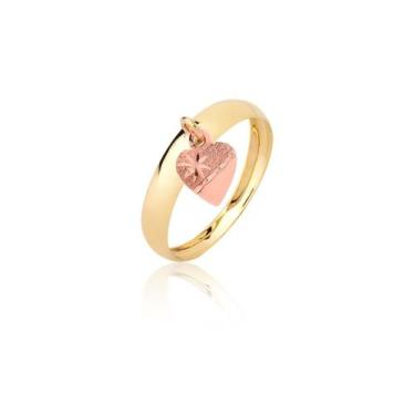 Imagem de Anel De Coração Rosé Pendurado Pingente Ouro 18k Ac - MAEHLER Arte Em 