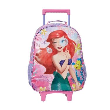 Imagem de Mochila Com Rodas Escolar 16 Princesa Disney Ariel Rosa