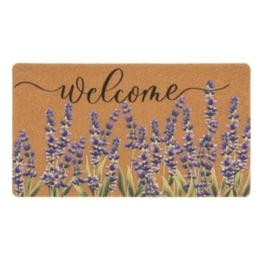 Imagem de FGSS Capacho de boas-vindas lavanda para entrada externa - Coir-antiderrapante, sazonal, primavera, verão, interior, decoração de casa, tapete para porta da frente