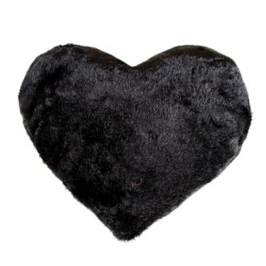 Imagem de Almofada de Pelúcia Coração Decorativa | Almofada Romântica Presente 40x35cm (Preto)