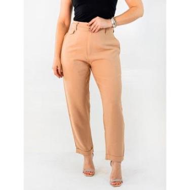 Imagem de Calça Feminina Alfaiataria Mom Barra Dobrada Bolso Social Anticorpus-Feminino