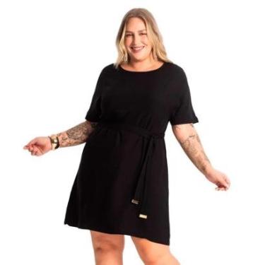 Imagem de Vestido Feminino Secret Glam Plus Size Curto com Faixa Preto-Feminino