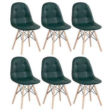 Imagem de Loft7, Kit 6 cadeiras estofadas Charles Eames Eiffel Botonê com pés de madeira clara