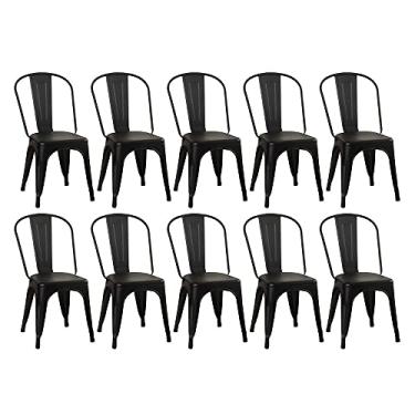 Imagem de Loft7, Kit 10 cadeiras Iron Tolix design industrial Preto fosco