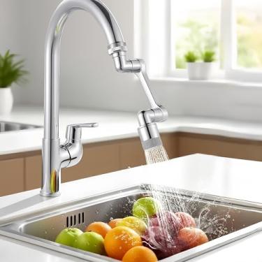 Imagem de Extensor de torneira giratória de 1080° com filtro, extensão de aerador de torneira de água da pia - aerador de pia de cozinha e banheiro de modo duplo, braço flexível para lavagem, limpeza e enxágue