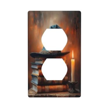 Imagem de Capas de interruptor de luz de arte decorativa chapéu de bruxa encantada Dia das Bruxas 1 gangue placa de parede frente única placa de parede placa elétrica para decoração de casa