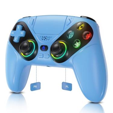 Imagem de Dinosoo RGB Wireless Controller for PS5/PC - Bluetooth Gamepad with Turbo, Macro, Dual Vibration, 6-Axis Motion, 3.5mm Audio Jack, Built-in Speaker & 1000mAh Battery for PlayStation 5