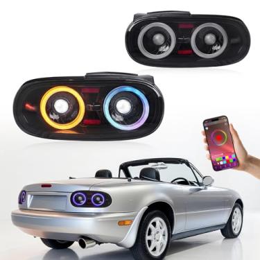 Imagem de Archaic Luzes traseiras compatíveis com Mazda MX-5 MK1 Miata NA 1990-1997, w /3D Animation DRL, JDM Design Lanternas traseiras, Plug & Play, Par. (Smoke + Multicolorido)