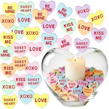 Imagem de 125 peças de enfeite de coração de conversa para o dia dos namorados, enfeite de coração para velas flutuantes, coração de amor, centro de mesa, decoração de festa