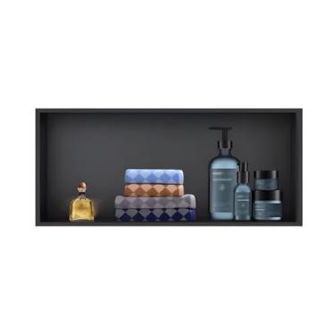 Imagem de Nicho de chuveiro embutido de aço inoxidável 304, caixa de nicho de parede à prova d'água – sem necessidade de azulejos, prateleira de chuveiro para reforma da casa (preta, 92 x 32 x 12,5 cm)