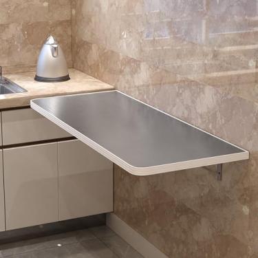 Imagem de Mesa dobrável de aço inoxidável montada na parede, mesa de jantar de cozinha, mesa dobrável para parede, mesa de cozinha, lavanderia, escritório, quarto, fácil de montar.