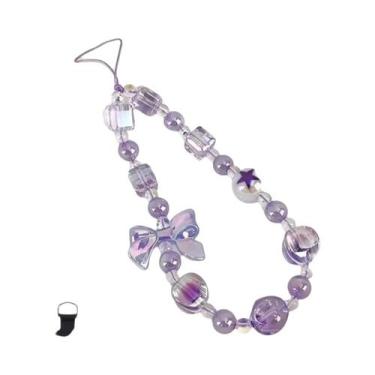 Imagem de Pulseira De Celular Com Miçangas Coloridas E Pingente De Laço Fofo Par