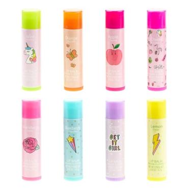 Imagem de Conjunto de protetor labial com sabor de 8 peças – Bálsamos labiais retráteis, sabores frutados, cuidados labiais hidratantes para crianças