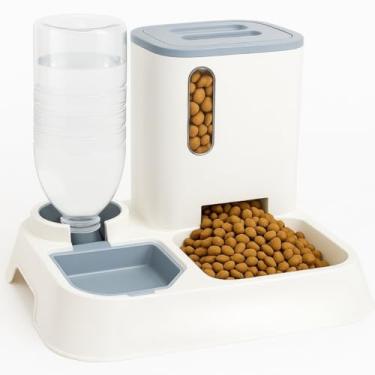Imagem de Comedouro com Bebedouro Automático 2 em 1 para Pets, Alimentador de Ração e Água, Antiderrapante, Ideal para Cães e Gatos(Branco)