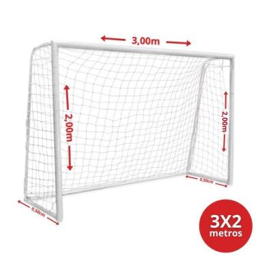 Imagem de Par Traves De Gol Futsal / Society Tubo 3''/ 3 x 2 Com Rede TDAÇO
