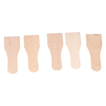 Imagem de 5 mini espátulas de madeira, espátulas pequenas de manteiga antiaderentes esculpidas à mão, pá de cozinha, utensílios de cozinha, ferramentas para colher, misturar