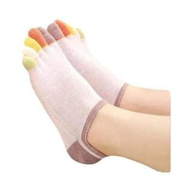 Imagem de Meias De Algodão Esportivas Femininas Com Dedos Separados, Cano Alto, 