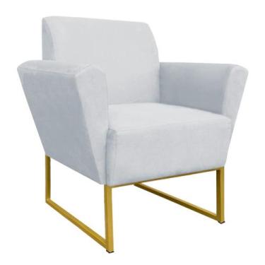 Imagem de Poltrona Dora Suede Base Metálica Dourado D'Rossi - DRossi, Cinza