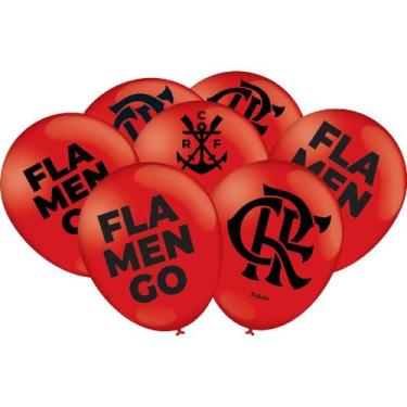 Imagem de Balão Bexiga Temática Flamengo - Festcolor - 25 Unidades, Vermelho