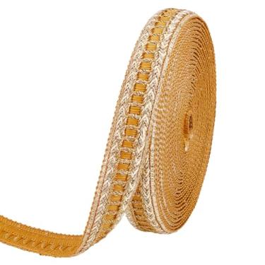 Imagem de MAYJOYDIY Fita entrelaçada dourada metálica com acabamento em jacquard dourado de 5 metros fita tecida emobridered para cortinas de bolsa, roupas, acessórios de vestuário, artesanato de costura, 2,5