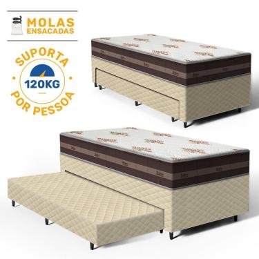 Imagem de Cama Box com Colchao D Angelis de Molas Solteiro Classic + Auxiliar de Espuma Unique Solteiro 88cm