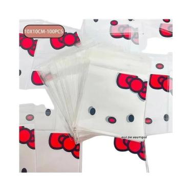 Imagem de Hello Kitty Mymelody Kawaii 100PCS Sacos Transparentes OPP Autoadesivo