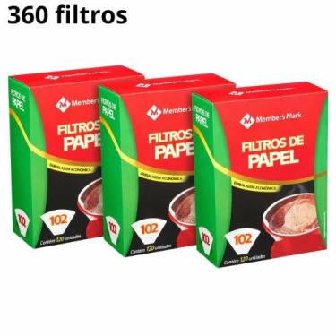 Imagem de Kit 3 caixas filtro de papel 102 members mark caixa 120 unidades  café