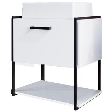 Imagem de Gabinete Suspenso Banheiro 50 Cm Com Cuba Preto Branco P1009 Pp Preto Branco