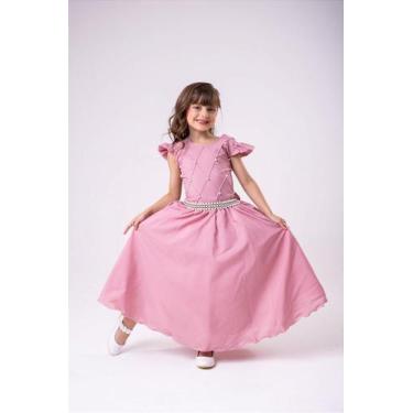 Imagem de Vestido Infantil Longo Rose para Formatura Dama de Honra Luxo para Fes
