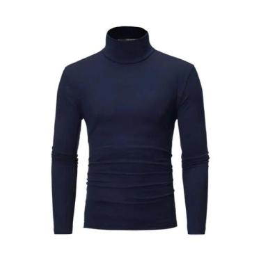 Imagem de Camiseta Térmica Masculina De Inverno Com Gola Alta E Ajuste Slim De M