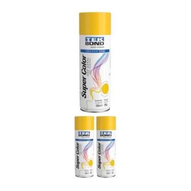 Imagem de Kit 3 Tinta Spray Uso Geral Amarelo 350ml - Tekbond