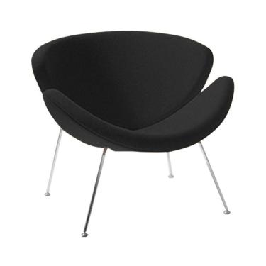 Imagem de Poltrona Design Trevo Suede Preto Base Inox