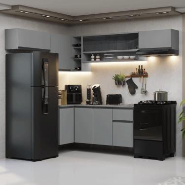 Imagem de Armário De Cozinha Completa De Canto Suspenso 405cm Nice Madesa 04 Cinza