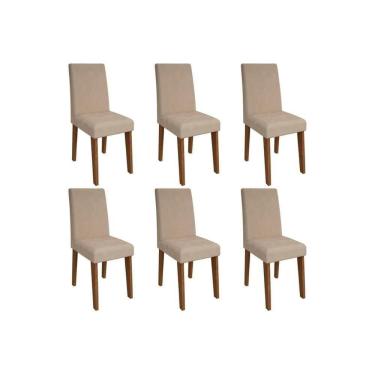 Imagem de Cadeira Sala De Jantar Milena Kit 6 Un Savana/Suede Bege - Cimol
