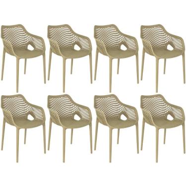 Imagem de Kit 8 Cadeiras De Jantar Design Suits Com Braços Empilhável Em Polipropileno - Nude