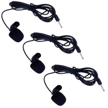 Imagem de Kit Microfone De Lapela C/Presilha PC Notebook Celular 3 Pçs - Idea