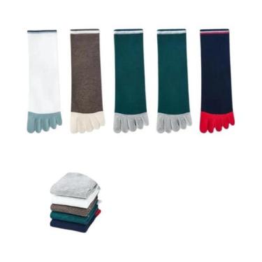 Imagem de Meias Esportivas Masculinas De Cinco Dedos (3-5 Pares) Cano Médio Algo