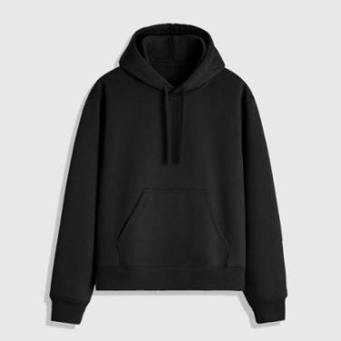 Imagem de Blusa Moletom Masculino Com Capuz Liso Sem Estampa 100% Algodão-Masculino