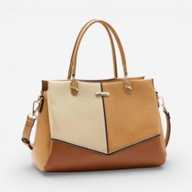 Imagem de Bolsa Feminina Chenson Mão Patchwork Clássico Marrom-Feminino