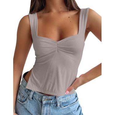 Imagem de Camiseta regata Crop BAIGRAM feminina sem mangas com gola em forma de 