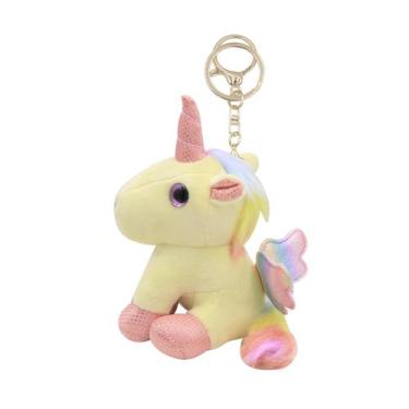Imagem de Chaveiro de unicórnio de pelúcia MOSSTYUS Kawaii de pelúcia amarelo