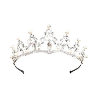 Imagem de Coroa De Noiva Em Cristal Prateado Com Strass, Acessórios De Cabelo Pa