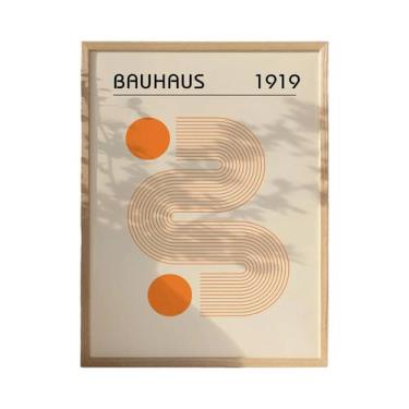 Imagem de Pôster Vintage Laranja Bege Bauhaus Em Lona, Arte De Parede Minimalist
