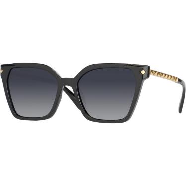 Imagem de Óculos de Sol Feminino Quadrado Grande Hastes de Metal Dourado Polarizado Proteção UV400 VH 20006-Feminino