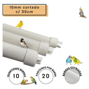 Imagem de 10 Poleiro Plastico Estriado 10mm C/ 30cm - Gaiola Viveiro - Toco Tuca