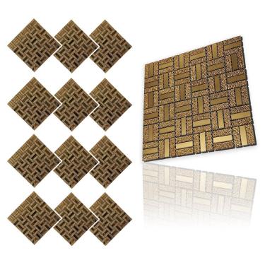 Imagem de Pastilha De Vidro Kit 12 Uni Adesivo Parede Cozinha Banheiro Sala Decorativa Facil Aplicacao Moderna Requintado Reforma