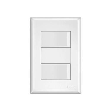 Imagem de Interruptor Simples Duplo Fame Evidence Com Placa 4x2 Branco - FAME BR