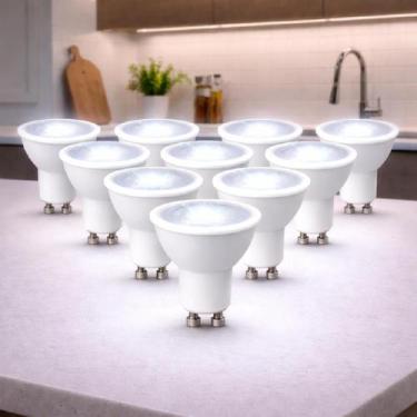 Imagem de Kit 10 Lampada Led Dicróica MR16 4,8w 6500k Branco Frio GU10 110v/220v